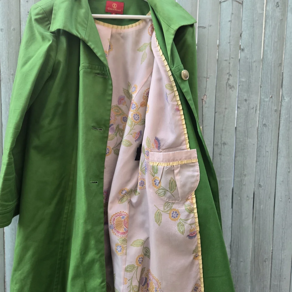 Cole Haan Vintage Green Trench Coat – Size 8 - Picture 5 of 7